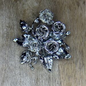 Silver Floral Bouquet Brooch